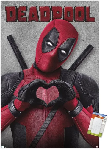 Vista 12 de Marvel Deadpool Legacy - Póster de pared de corazón, 22.4 pulgadas de largo x 14.7 pulgadas de ancho, versión enmarcada de madera de granero