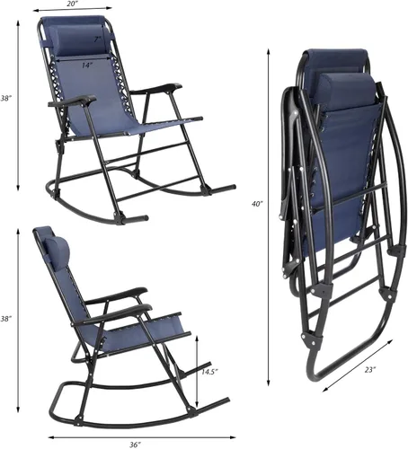 Vista 3 de Devoko - Silla de columpio para patio de gravedad cero, reclinable amplia para exteriores, con reposacabezas y almohada, para césped, playa