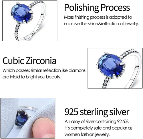 Vista 3 de KUNSIR Lindos y delicados anillos de plata de ley 925 para mujer, anillos delicados, anillos de piedras preciosas, joyería de boda, joyería