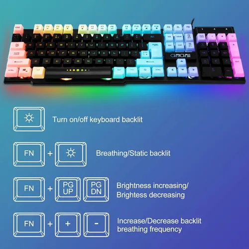 Vista 2 de CHONCHOW Combo de teclado y mouse para juegos, cable USB de 104 teclas de tamaño completo, micrófono de teclado iluminado de 3600 DPI, sensación
