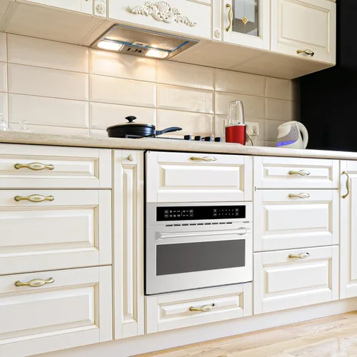 Vista 4 de GarveeHome Horno de convección de microondas de 30 pies, horno microondas integrado de 1.6 pies cúbicos con freidora de aire, puerta desplegable