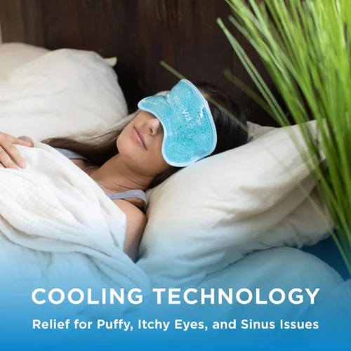 Vista 2 de Máscara de gel refrescante para ojos fríos para aliviar los ojos hinchados, alergias y dolores de cabeza, ajustable para comodidad personalizada