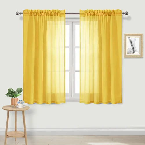Vista 15 de DWCN Cortinas Transparentes Aqua de Voile Semitransparente con Bolsillo para Barra para Dormitorio y Sala de Estar, 36 x 36 pulgadas de Largo, Juego
