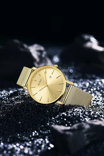Vista 3 de BUREI - Reloj de pulsera analógico para hombre con fecha, extensible de malla de acero inoxidable