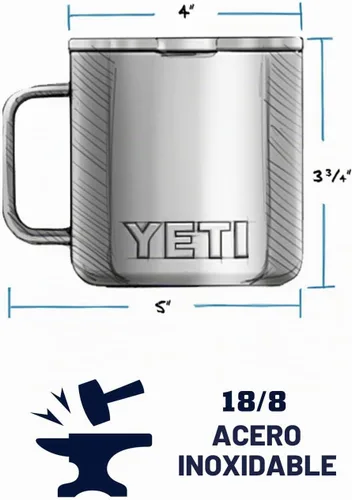 Vista 2 de Taza YETI Rambler de 14 onzas, de acero inoxidable, con aislamiento al vacío y tapa estándar Arcilla