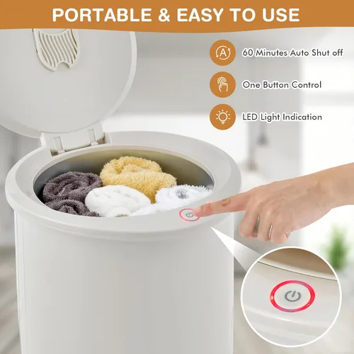 Vista 7 de COSTWAY - Calentador de toallas para baño, calentador grande de 21L con tapa abatible, cerradura de seguridad para niños, apagado automático de 1H