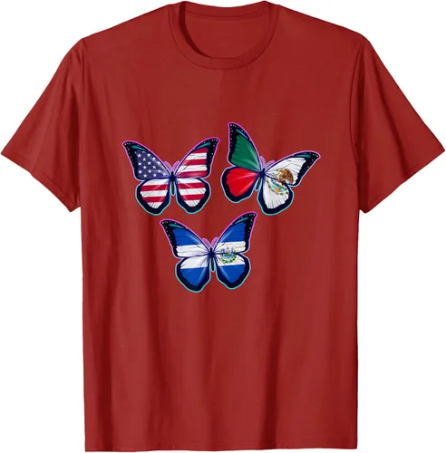 Vista 68 de Multiculti Heritage. Camiseta El Salvador México y Estados Unidos