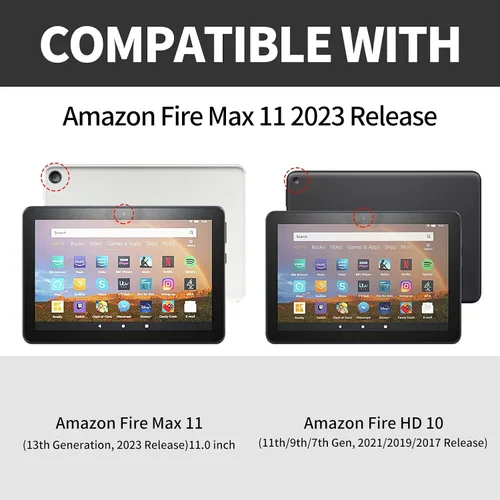 Vista 15 de Funda para tablet Fire 7 (12ª generación, versión 2022), delgada, a prueba de golpes, delgada, de piel sintética, con función de apagado/encendido