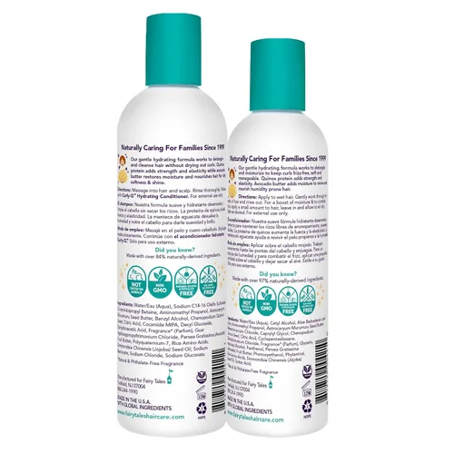 Vista 2 de Fairy Tales Curly Q - Champú hidratante para niños de 12 onzas y acondicionador de 8 onzas, sin parabenos, sulfatos, gluten y nueces, para todo tipo