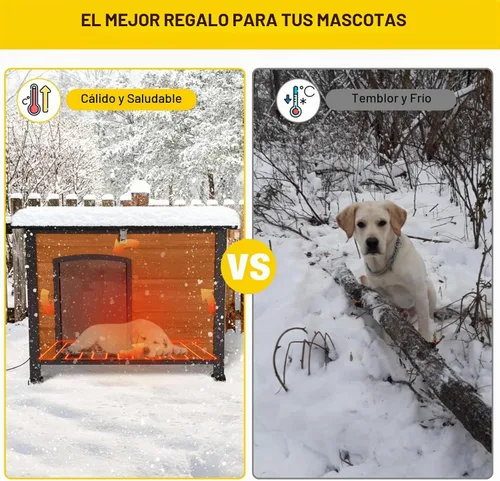 Vista 9 de Aivituvin Casa para Perros de Exterior con Calefacción Perrera para Perros con Forro Aislante y Calentador para Invierno Marco de Hierro Resistente
