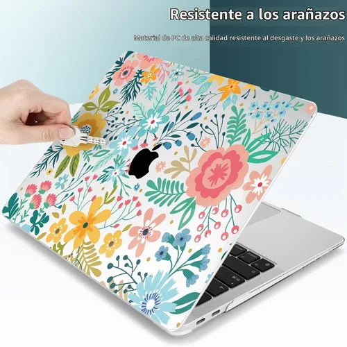 Vista 4 de TWOLSKOO Funda para MacBook Air de 13,3 pulgadas (versión antigua 2018-2021, modelos: M1 A2337, A2179, A1932) - Carcasa rígida con protector de Flor