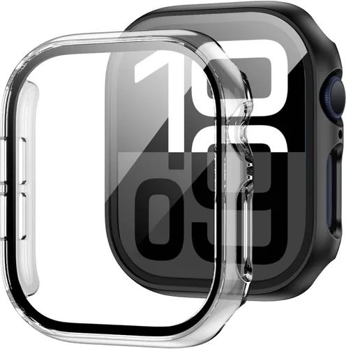 Vista 27 de JZK - 2 fundas con protector de pantalla de vidrio templado para Apple Watch Series 3/2/1 de 38 mm, ultradelgadas, de cobertura completa Negro/Negro