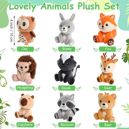 Vista 7 de Aoriher - Juego de 9 animales de peluche de bosque a granel de 4 pulgadas