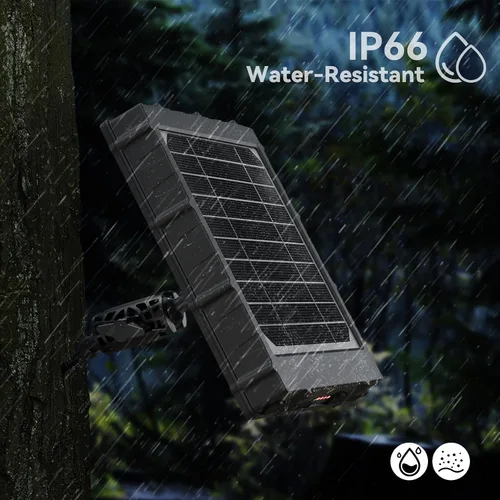 Vista 4 de Panel solar para cámara de sendero: Panel solar de cámara de caza de 6V/9V/12V con USB-C, cargador de batería de litio recargable incorporado