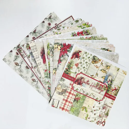 Vista 2 de AitnWoy 24 hojas de papel de recortes de Navidad para vacaciones de invierno, 6 x 6 pulgadas, cartulina de un solo lado, papel decorativo