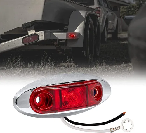 Vista 30 de TRUE MODS Luz de marcador LED de 2.5" ámbar para remolque con bisel cromado [DOT FMVSS 108] [SAE P2] [montaje superficial] [impermeable IP67] Luces