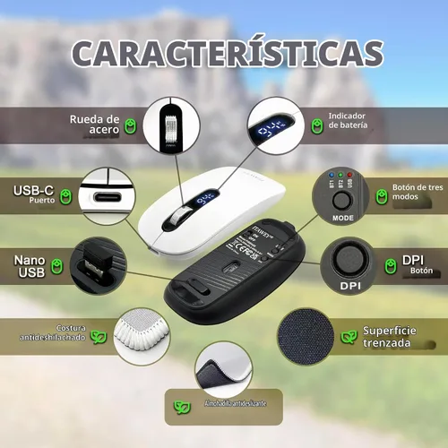 Vista 3 de Combo de mouse y almohadilla Bluetooth Negro