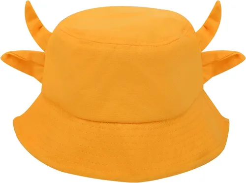 Vista 8 de Sombrero de pescador con estampado de vaca con orejas de cuerno lindas con estampado de vaca, sombrero de sol de playa de verano, sombrero