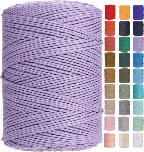 Vista 90 de Cuerda de macramé de 2 mm x 349 metros de cuerda de algodón natural para macramé, cuerda de macramé de color, cuerda de algodón suave, suministros