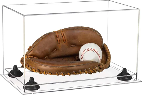 Vista 62 de Better Display Cases Vitrina de guantes de béisbol de acrílico transparente con elevadores negros (A011/V16)