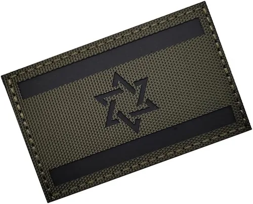Vista 3 de Parche de bandera de Israel reflectante infrarrojo infrarrojo israelí, bandera de país israelí, combate, bolsa judía, uniforme militar, emblema