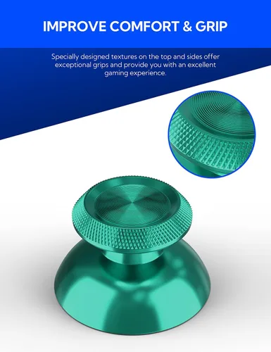 Vista 3 de Avericht Metal Thumbsticks for PS5 Controller Aluminum JoyStick Replacement Kit for Dualsense Controller Metal Green