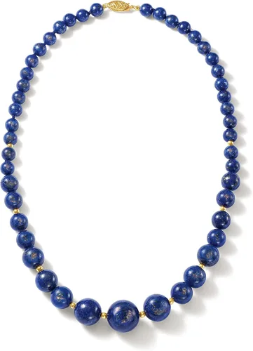 Vista 5 de Ross-Simons 6-13mm Lapis Bead Graduated Necklace With 14kt Yellow Gold