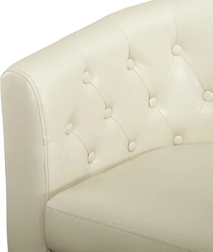 Vista 7 de Naomi Home Emma Faux Leather Tufted Barrel Accent Chair - Cream Solid wood frame, sturdy legs and easy-clean faux leather create lasting comfort for