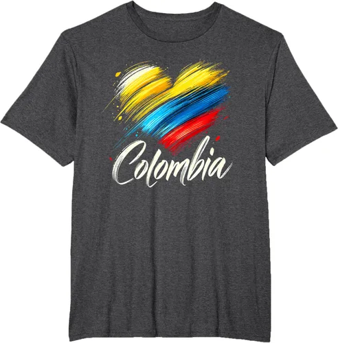 Vista 19 de Camiseta de orgullo colombiano con corazón de la bandera de Colombia
