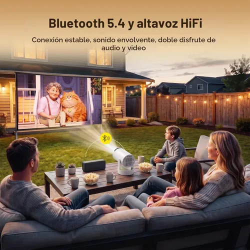 Vista 4 de Mini proyector con batería, WiFi 6 y Bluetooth5.4, compatible con Blanco loto