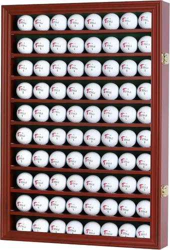 Vista 10 de DisplayGifts Estuche de exhibición de 80 pelotas de golf, soporte de pared con marco de madera maciza con 98% de protección UV, puerta acrílica