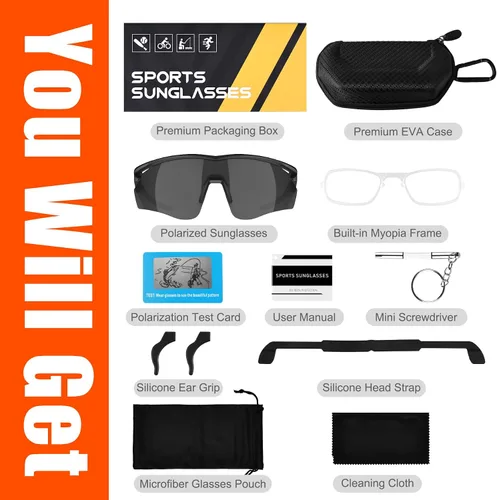 Vista 8 de Lentes de sol deportivos polarizados para hombres y mujeres, lentes de sol envolventes para correr, ciclismo, béisbol, pesca, golf, senderismo