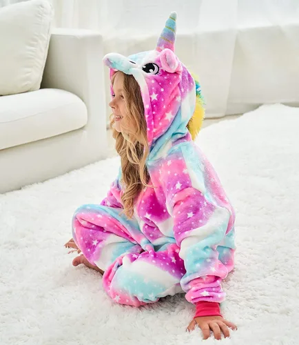 Vista 16 de Disfraz de unicornio con capucha para niñas, disfraz de una pieza para Halloween
