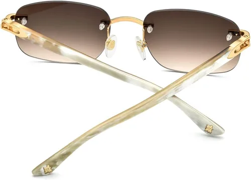 Vista 7 de HEPIDEM Lentes de sol 100% Really Buffalo Horn para hombre, lentes de sol cuadrados sin montura