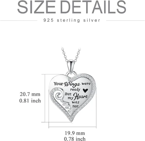 Vista 3 de Collar conmemorativo de alas de ángel de plata de ley 925, collar conmemorativo con colgante de ala de ángel, regalo conmemorativo en memoria de un
