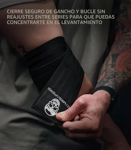 Vista 6 de Gymreapers Coderas de levantamiento de pesas (1 par) – Correa de compresión flexible de 40 pulgadas para codo y soporte para articulaciones