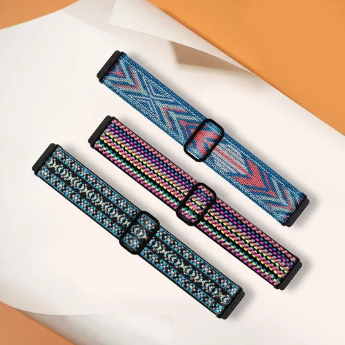 Vista 7 de Maledan Paquete de 3 correas elásticas compatibles con Fitbit Versa 2 bandas para mujeres y hombres, correas elásticas ajustables de nailon