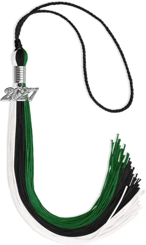 Vista 79 de Endea Graduation Borla de triple color con gota de fecha plateada (negro/dorado/granate, 2020)