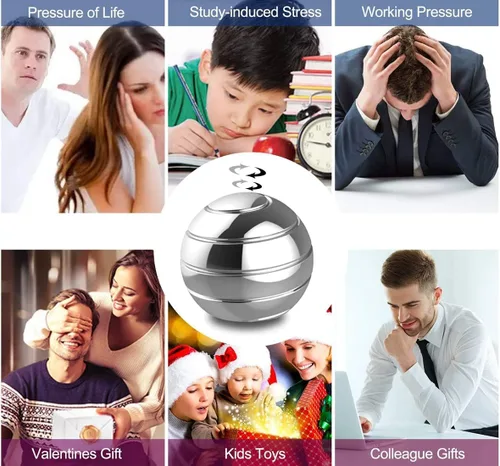 Vista 5 de Juguetes de escritorio cinéticos, bola giratoria de ilusión óptica de cuerpo completo, regalos para hombres, mujeres, niños, tamaño de 1.5 pulgadas