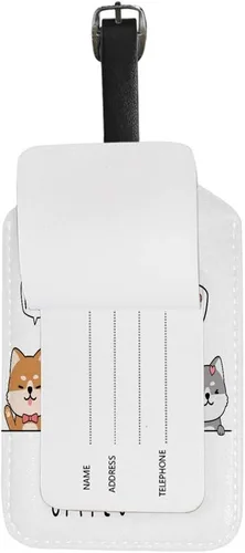 Vista 4 de Etiqueta de equipaje de viaje etiqueta de equipaje mochila maleta identificador de viaje inteligente de cuero perro sonrisa viaje negocios niñas