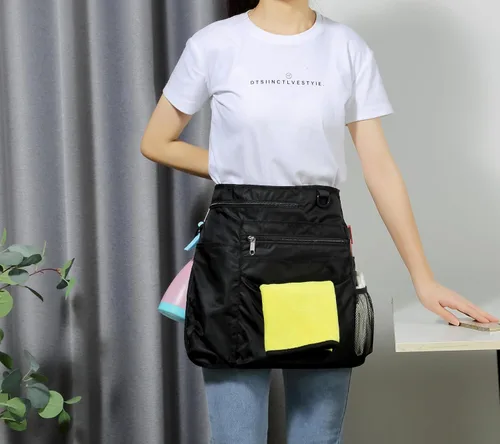 Vista 3 de Bafelia Delantal de limpieza impermeable con 8 bolsillos, suministros de uniforme de limpieza, delantal de trabajo duradero para disfraz