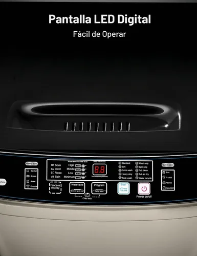 Vista 6 de Lavadora portátil – Lavadora portátil de 2.0 pies cúbicos completamente automática con pantalla LED, lavadora compacta ideal para apartamentos