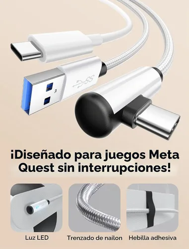Vista 6 de JSAUX Cable de enlace de 16 pies con carga compatible con accesorios Meta Quest 3S/Quest3/2/Pro Carga mientras juegas: USB 3.0 de datos de alta