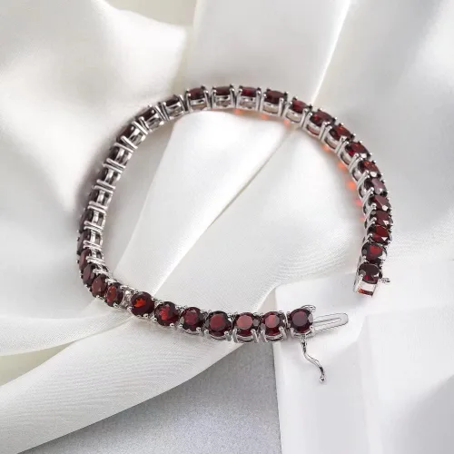 Vista 2 de Supermodel Pulsera de tenis clásica de plata de ley 925 de 0.197in con citrino natural Siwss azul topacio peridoto bhodolita amatista para mujer