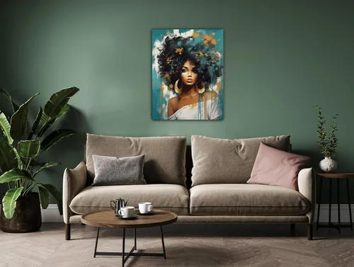 Vista 223 de Arte de pared afroamericano, decoración de rey y reina bailarín negro para sala de estar, arte de pareja de amor negro para dormitorio, lienzo