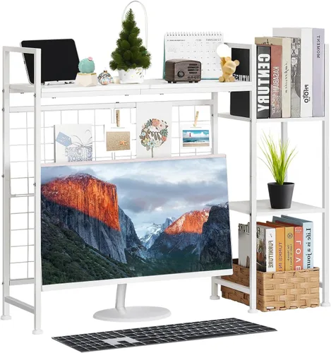 Vista 9 de Estantería de escritorio, 37.4" W escritorio Hutch Dorm, para oficina en Marrón