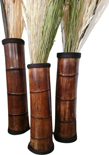 Vista 6 de Bamboo Floor Vases Available in Different Heigh, Set of 3