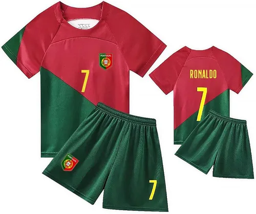 Vista 4 de Casmyd Camiseta de fútbol de Portugal para niños + pantalones cortos 2022 de la Copa Mundial Legend #7 Ronal'do Football Team Sports Shirt Kit