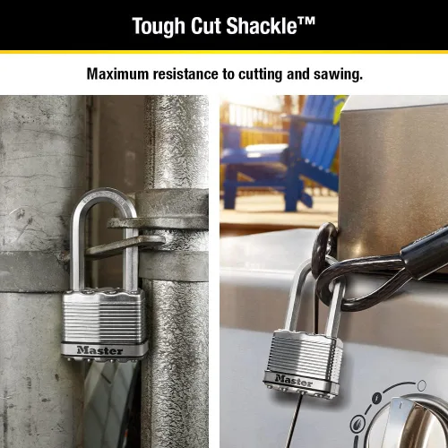 Vista 3 de Master Lock M5XDLH Magnum - Candado resistente con llave, 1 unidad, color plateado