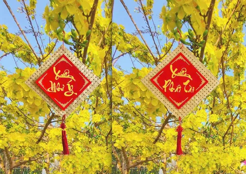 Vista 2 de 2 calcomanías de Año Nuevo vietnamita para puerta/ventana, adornos colgantes rojos, decoración de Año Nuevo Lunar para el hogar/oficina